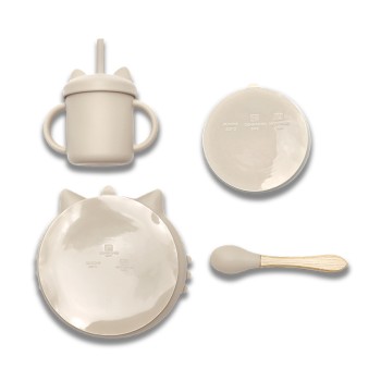 SILICONE FEEDING SET 4PCS NATURAL BEIGE