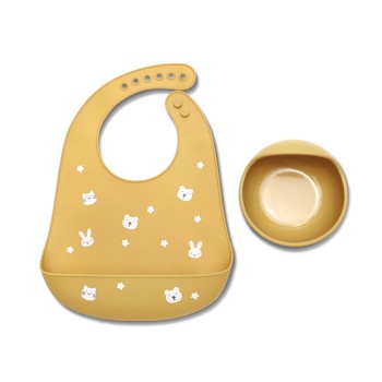 SILICONE FEEDING SET 2PCS NATURAL YELLOW