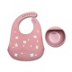 SILICONE FEEDING SET 2PCS NATURAL DEEP PINK SILICONE FEEDING SET 2PCS NATURAL DEEP PINK