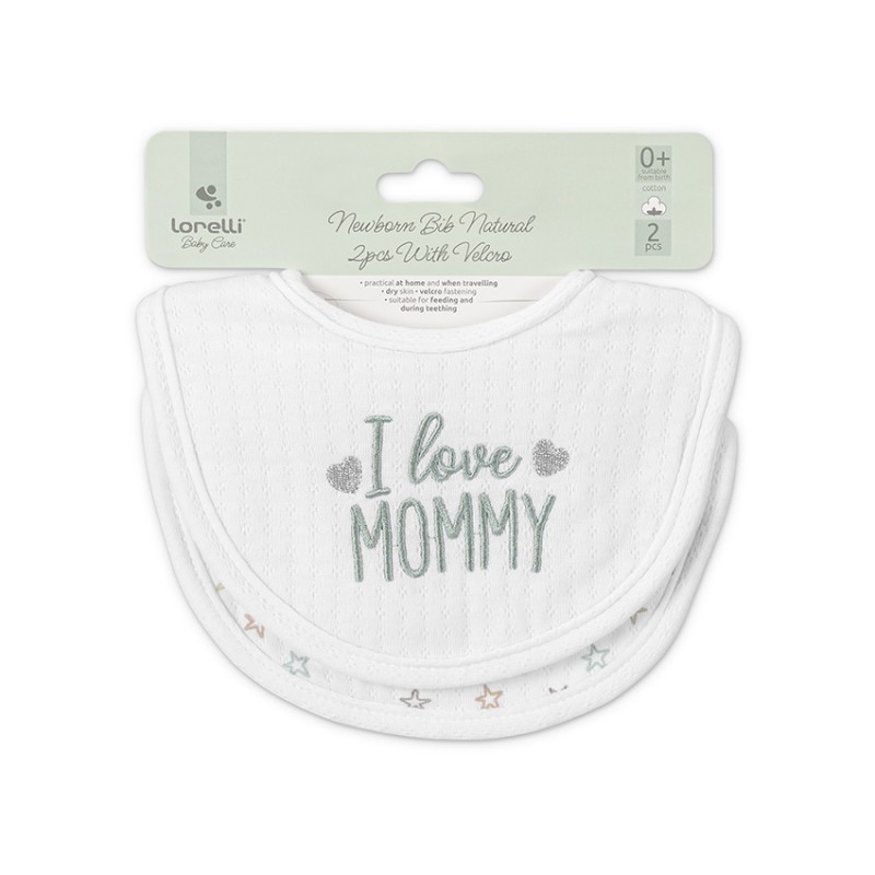 NEWBORN BIB NATURAL 2PCS WITH VELCRO UNI