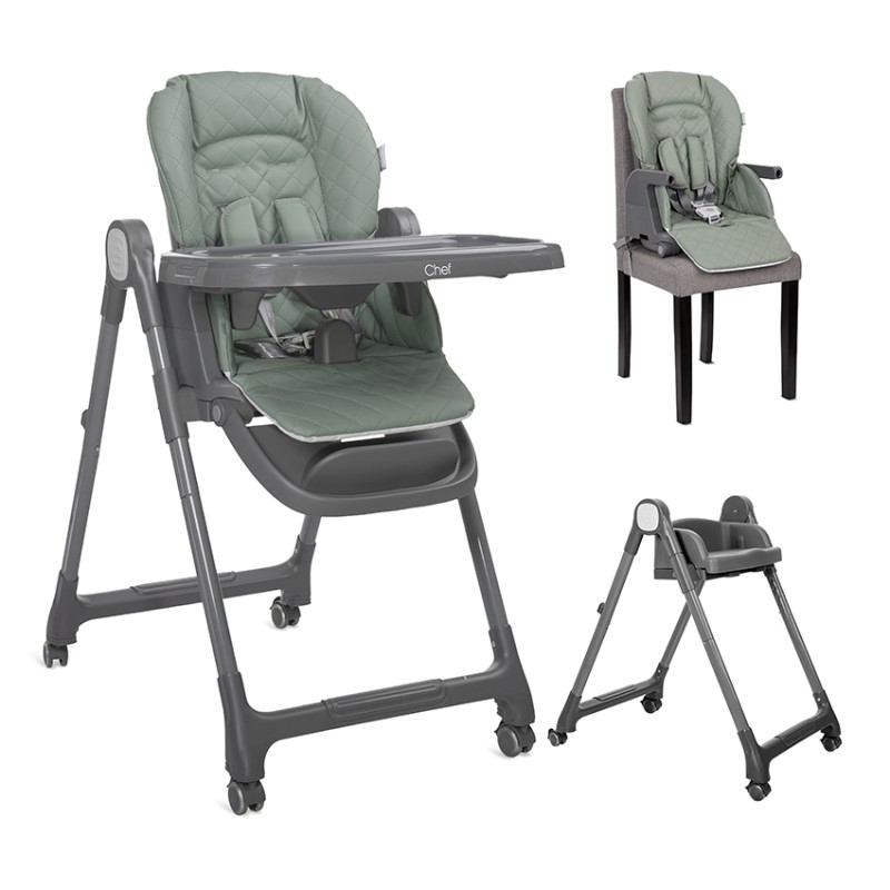 BABY HIGH CHAIR 3in1CHEF GREEN LEATHER