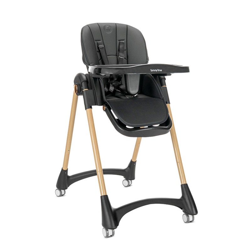 BABY HIGH CHAIR TUMMY TIME BLACK/wooden effect