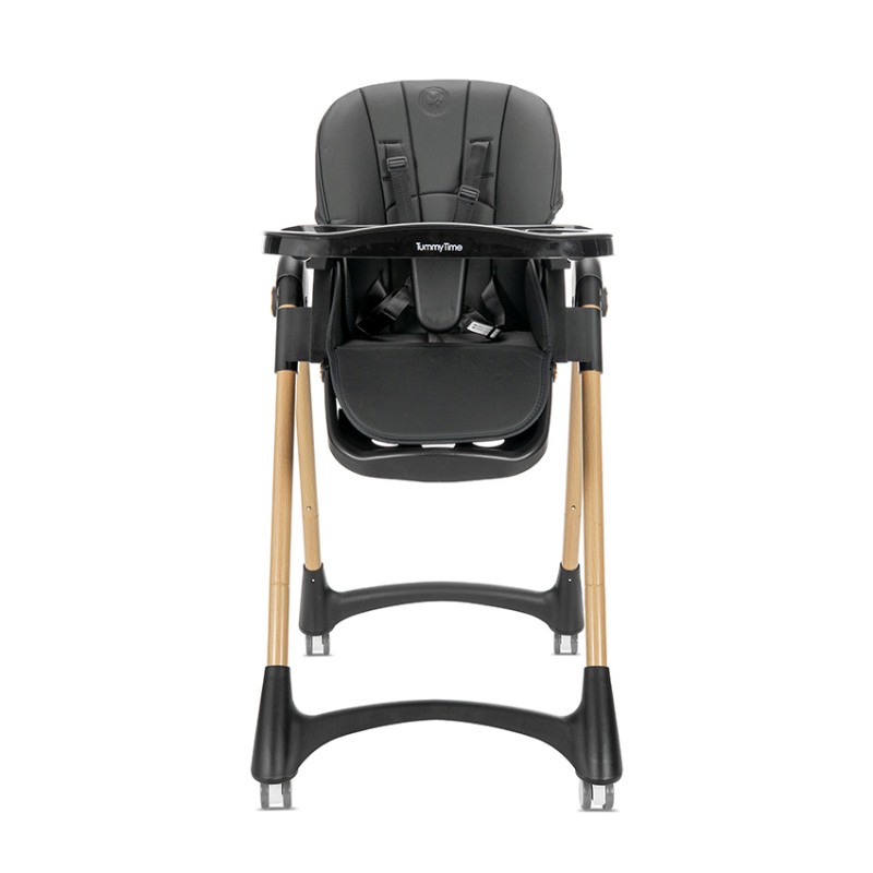 BABY HIGH CHAIR TUMMY TIME BLACK/wooden effect