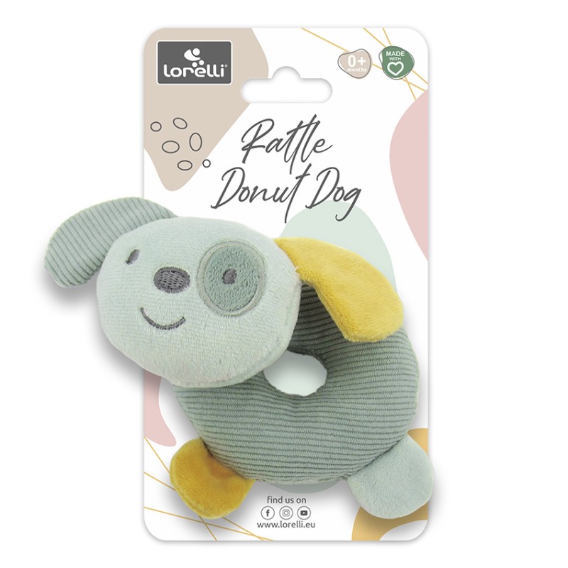 RATTLE DONUT NATURAL DOG GREEN