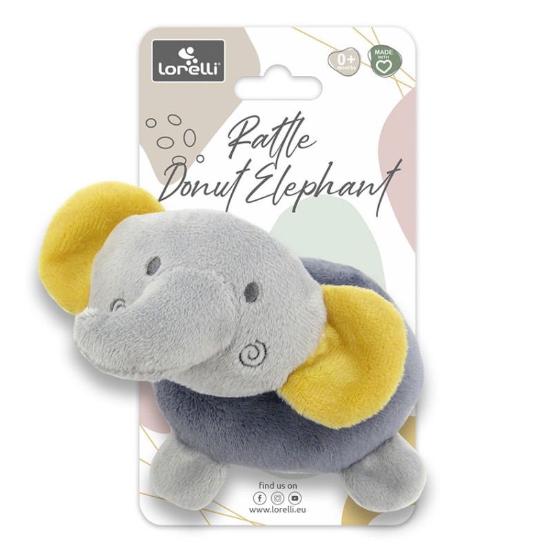 RATTLE DONUT NATURAL ELEPHANT GREY