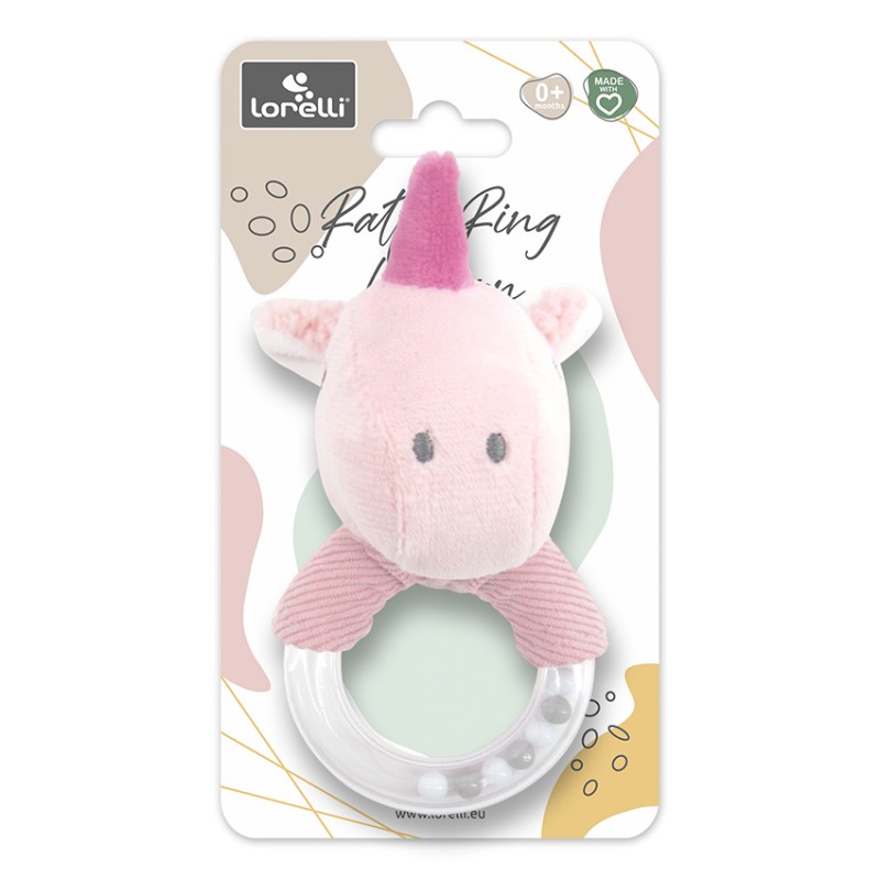 RATTLE RING UNICORN PINK NATURAL