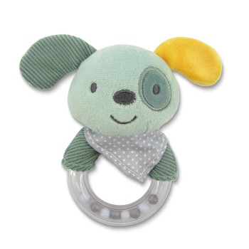 RATTLE RING DOG GREEN NATURAL