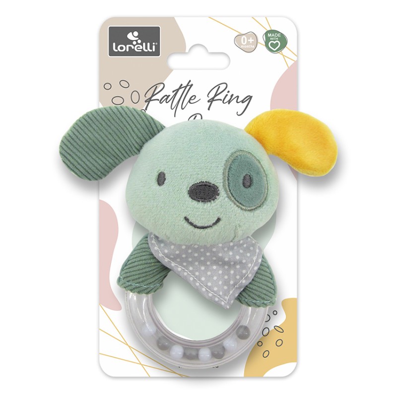 RATTLE RING DOG GREEN NATURAL