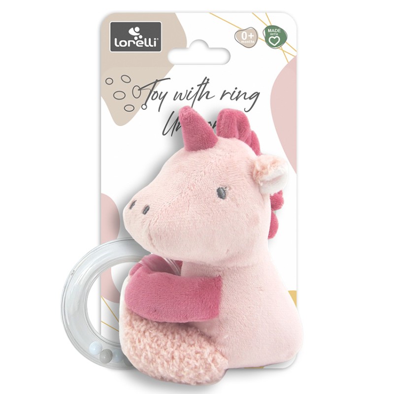 TOY WITH RING UNICORN PINK NATURAL