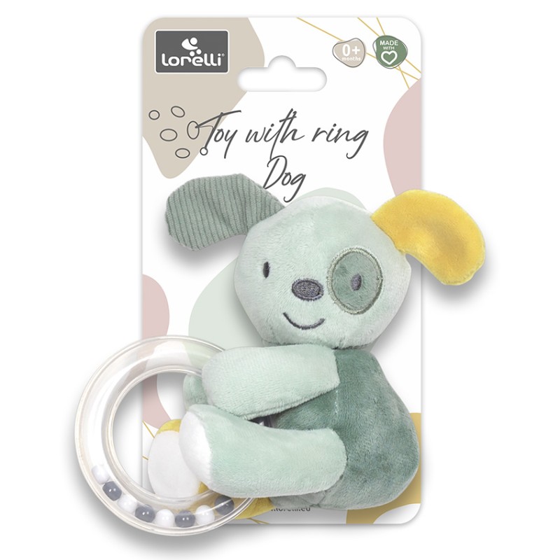 TOY WITH RING DOG GREEN NATURAL