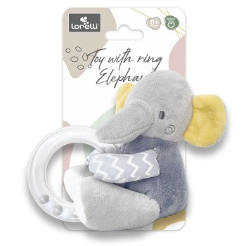 TOY WITH RING ELEPHANT GREY NATURAL