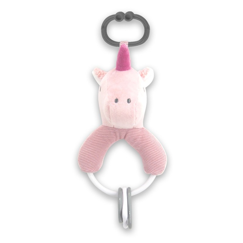 RATTLE FIGURES UNICORN PINK NATURAL