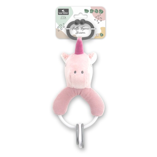 RATTLE FIGURES UNICORN PINK NATURAL RATTLE FIGURES UNICORN PINK NATURAL