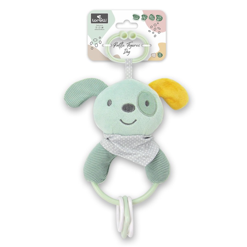 RATTLE FIGURES DOG GREEN NATURAL