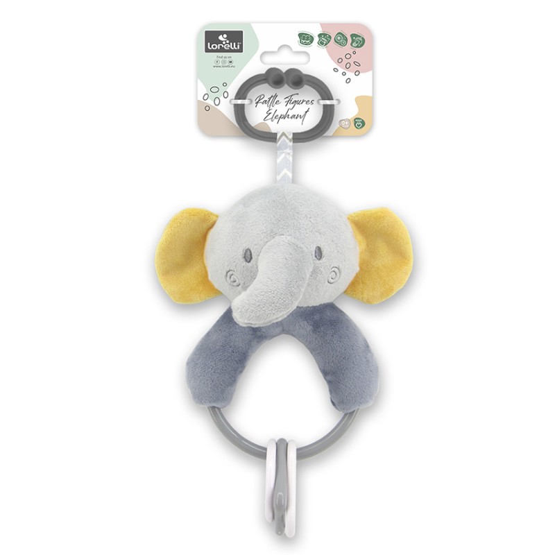 RATTLE FIGURES ELEPHANT GREY NATURAL
