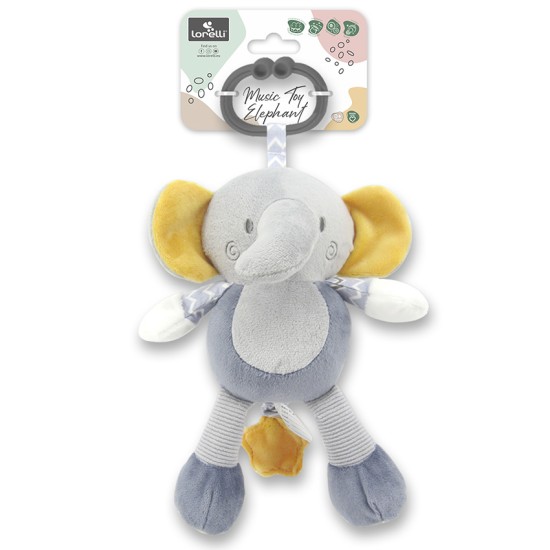 MUSIC TOY ELEPHANT GREY NATURAL MUSIC TOY ELEPHANT GREY NATURAL