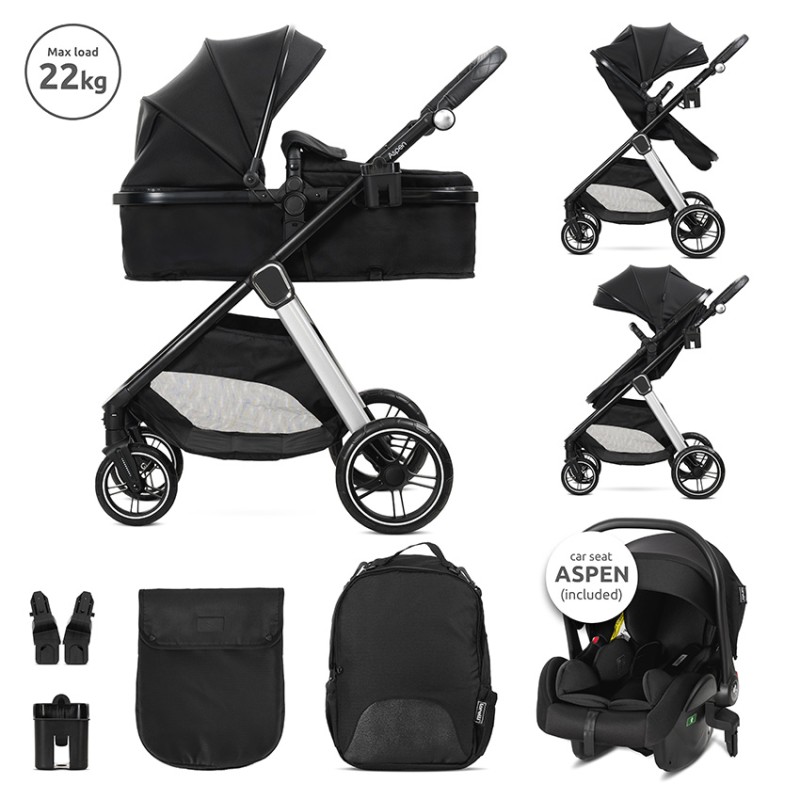 BABY STROLLER ASPEN BLACK 3in1 with transformable