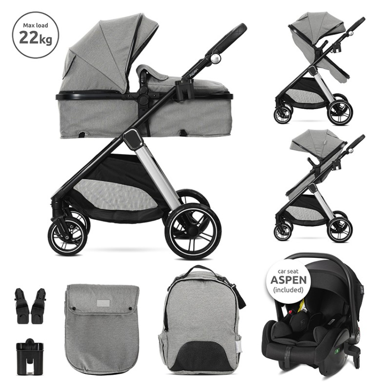 BABY STROLLER ASPEN GREY 3in1 with transformable s