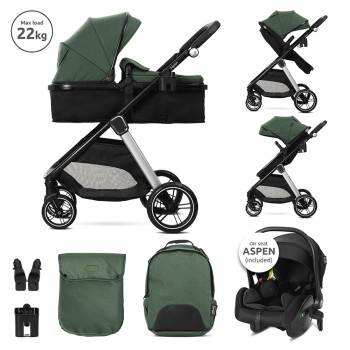 BABY STROLLER ASPEN GREEN 3in1 with transformable