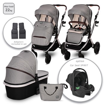 BABY STROLLER GLORY OPALINE GREY+ADAPTERS