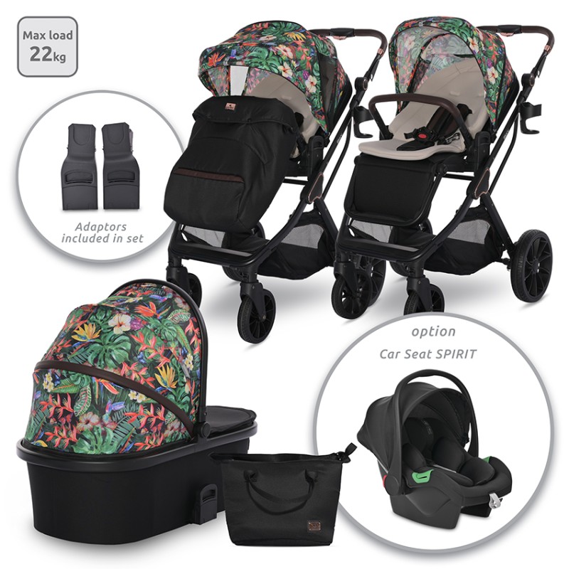 BABY STROLLER GLORY TROPICAL FLOWERS +ADAPTERS