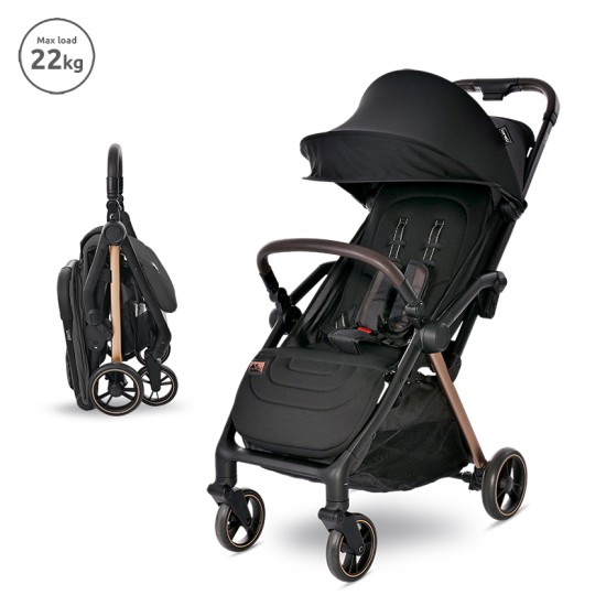 AUTOFOLDING BABY STROLLER LORET up to 22 kg BLACK AUTOFOLDING BABY STROLLER LORET up to 22 kg BLACK
