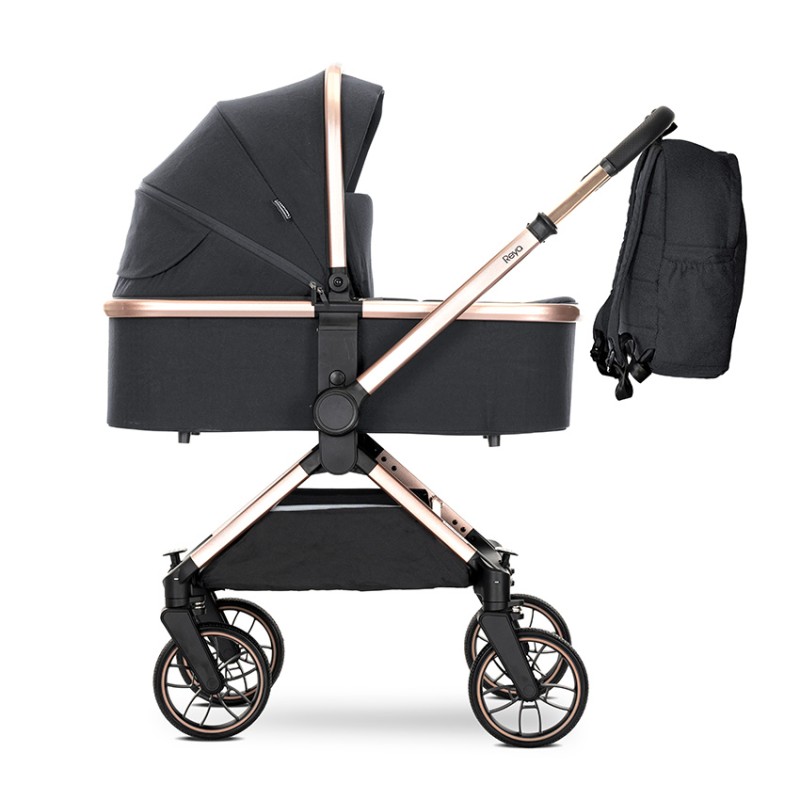 BABY STROLLER REYA BLACK 2in1 with reversible hand