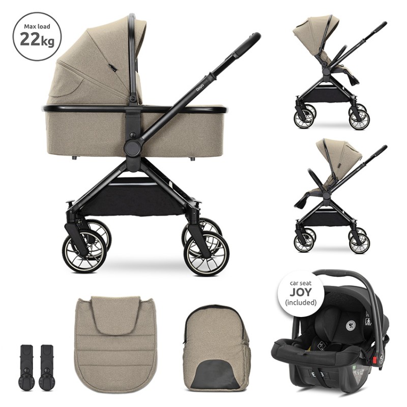 BABY STROLLER REYA 3in1 BROWN with reversible hand
