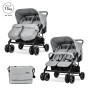 TWIN BABY STROLLER TWIN GREY+BAG
