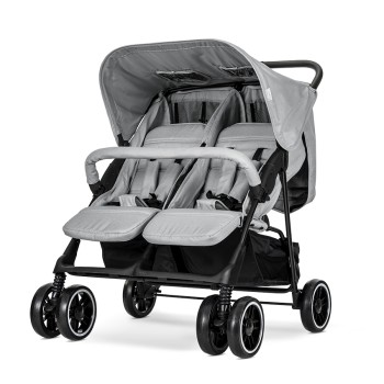TWIN BABY STROLLER TWIN GREY+BAG