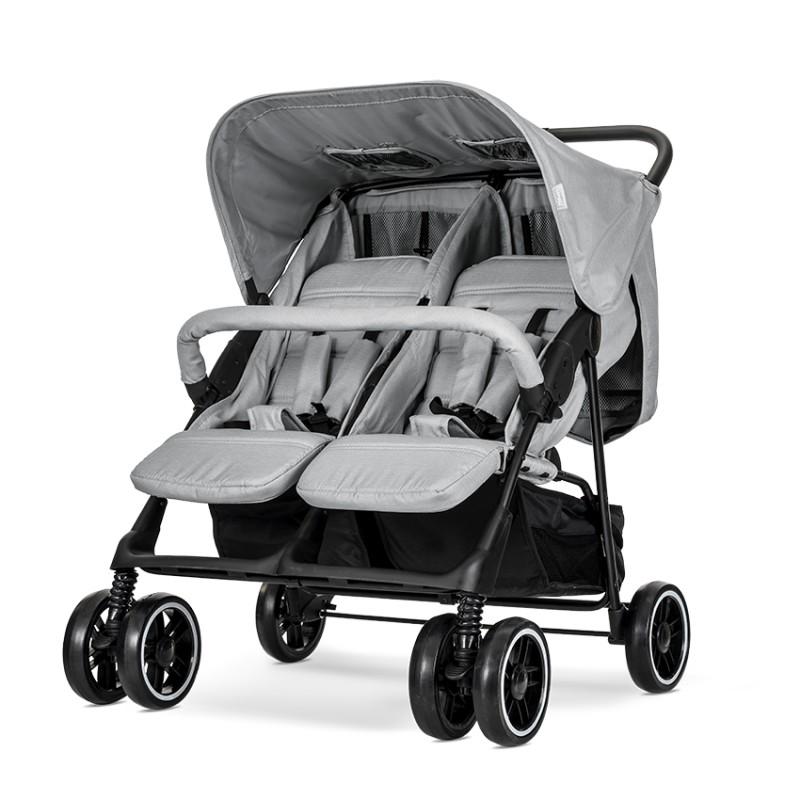 TWIN BABY STROLLER TWIN GREY+BAG