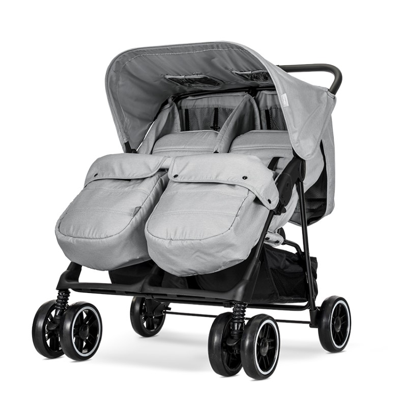 TWIN BABY STROLLER TWIN GREY+BAG