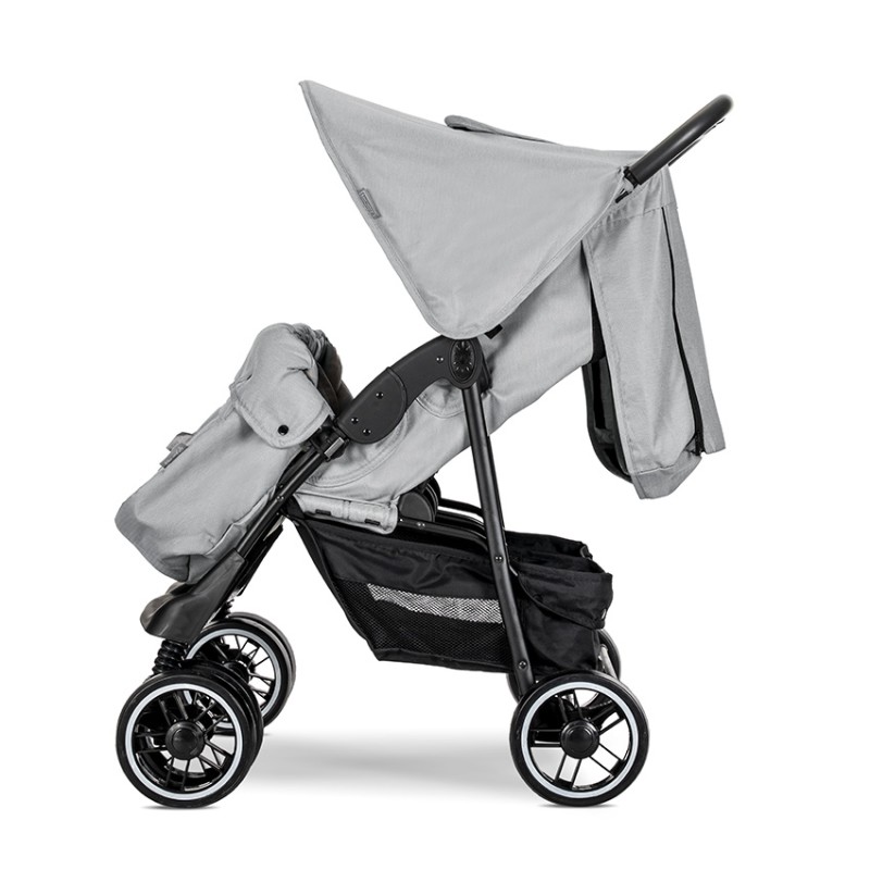 TWIN BABY STROLLER TWIN GREY+BAG