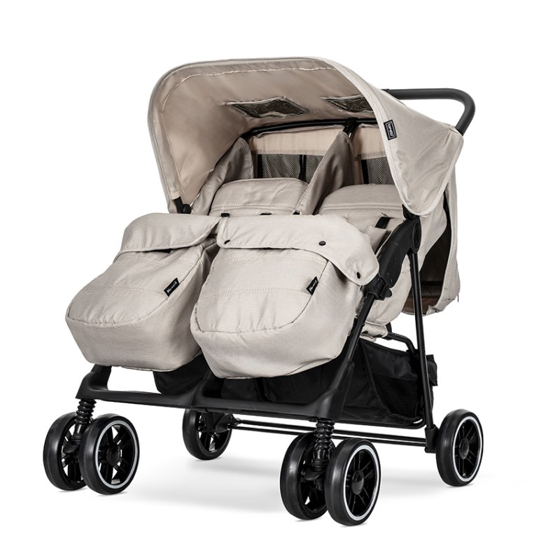 TWIN BABY STROLLER TWIN BEIGE+BAG