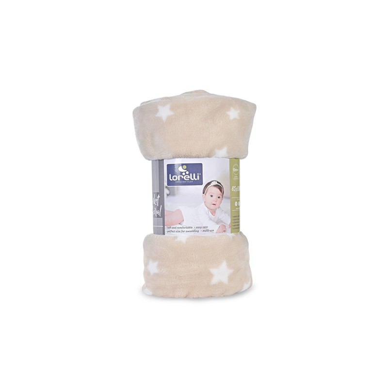 BLANKET CORAL 85/100 CM BEIGE WITH STARS