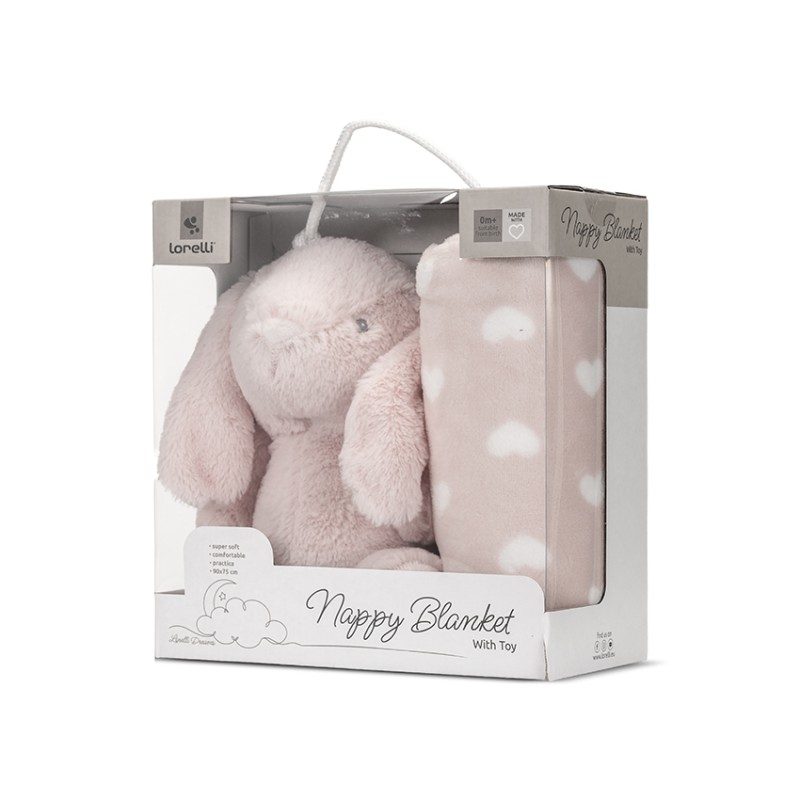 NAPPY PEACH BLANKET WITH BUNNY