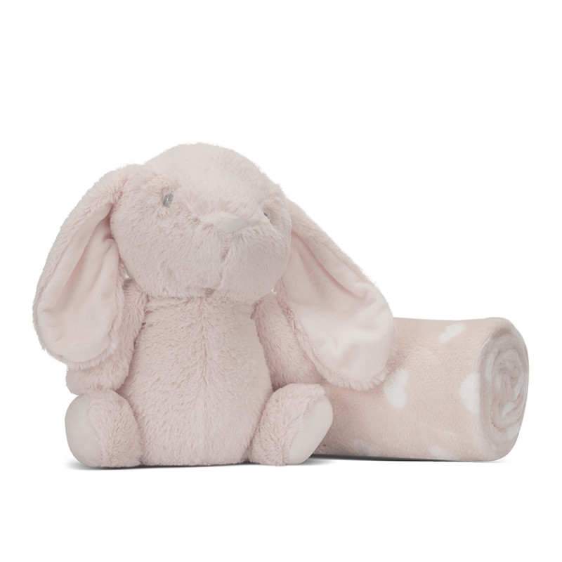 NAPPY PEACH BLANKET WITH BUNNY