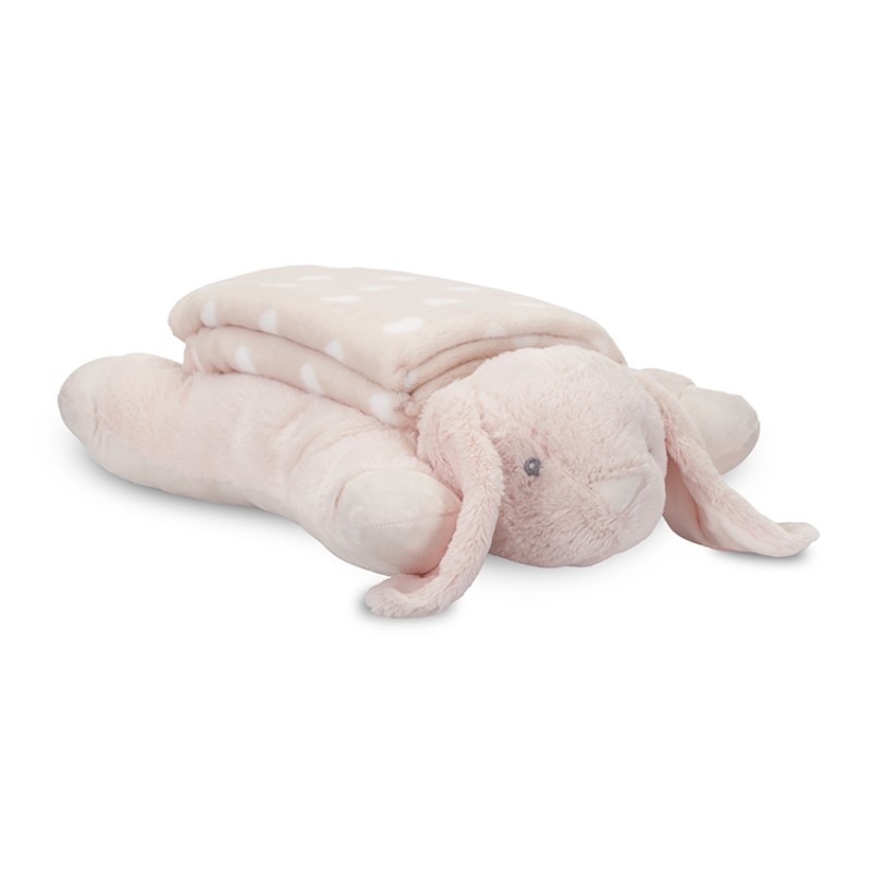 POFFY DUO PEACH BLANKET WITH BUNNY PILLOW