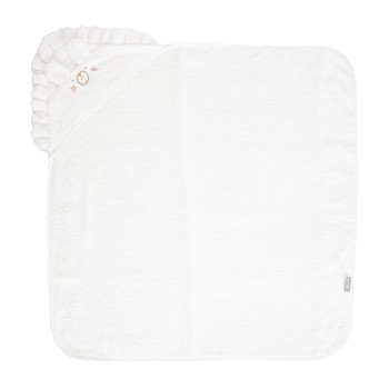 HOODED TOWEL WITH EMBROIDERY 90/90 CM WHITE