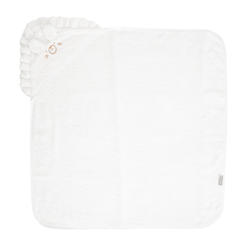 HOODED TOWEL WITH EMBROIDERY 90/90 CM WHITE