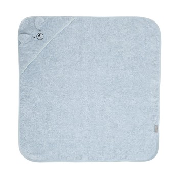 HOODED TOWEL WITH EMBROIDERY 90/90 CM  SOFT BLUE