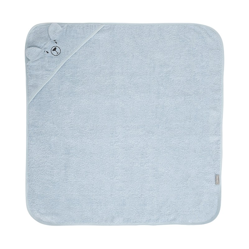 HOODED TOWEL WITH EMBROIDERY 90/90 CM  SOFT BLUE