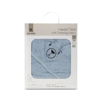 HOODED TOWEL WITH EMBROIDERY 90/90 CM  SOFT BLUE