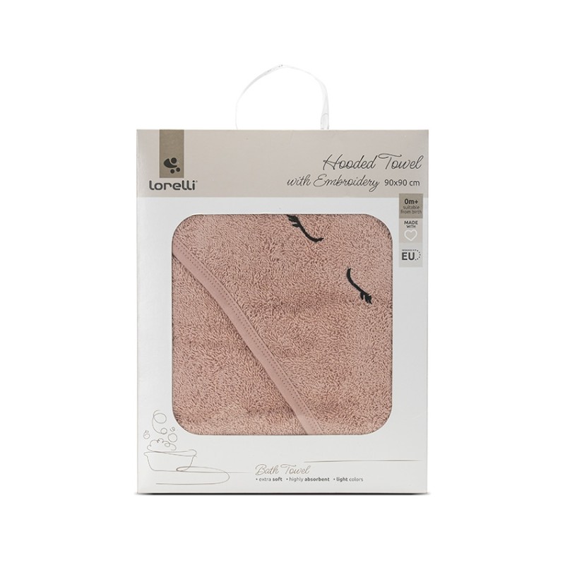 HOODED TOWEL WITH EMBROIDERY 90/90 CM ROSE SMOKE