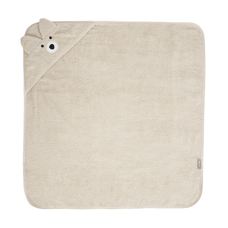 HOODED TOWEL WITH EMBROIDERY 90/90 CM SOFT BEIGE