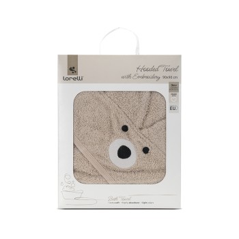HOODED TOWEL WITH EMBROIDERY 90/90 CM SOFT BEIGE