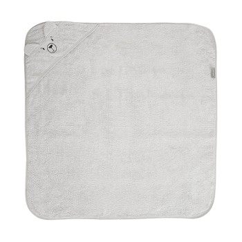 HOODED TOWEL WITH EMBROIDERY 90/90 CM SOFT GREY