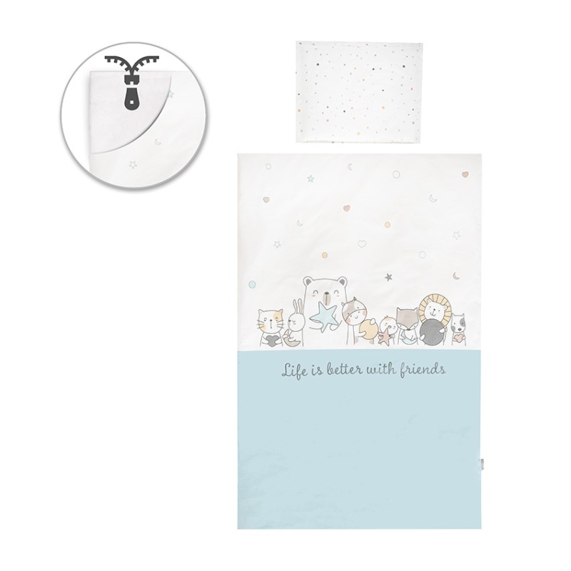 SET 5 PCS  COSY RANFORCE HAPPY FRIENDS BLUE