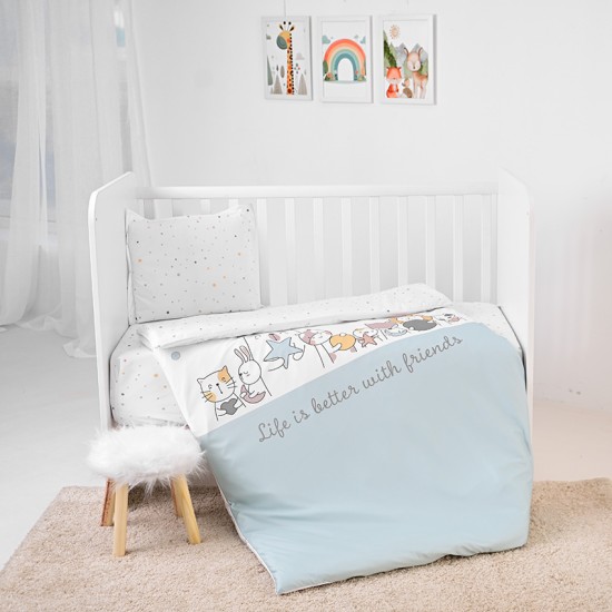 SET 5 PCS  COSY RANFORCE HAPPY FRIENDS BLUE