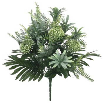 MΠΟΥΚΕΤΟ ΠΡΑΣΙΝΟ ΦΤΕΡΗΣ/ΠΑΧΥΦΥΤΩΝ ΜΕ ΛΕΥΚΑ ΜΠΟΥΜΠΟΥΚΑΚΙΑ - Υ50cm 24/72ΚΙΒ